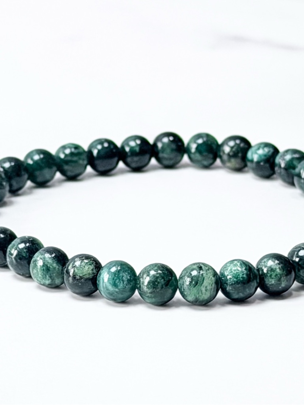 Emerald Beaded Bracelet 6mm Stretch 6.75” NWOT